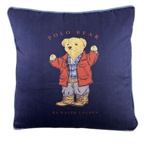 Vintage Ralph Lauren Polo Bear Nautical Raincoat Throw Pillow Goose down 18x18”